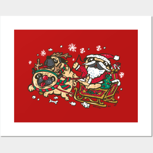 Santapug and Rudolph Posters and Art